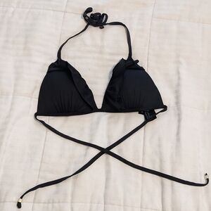 H&m padded ruffles black bathing suit top size 12